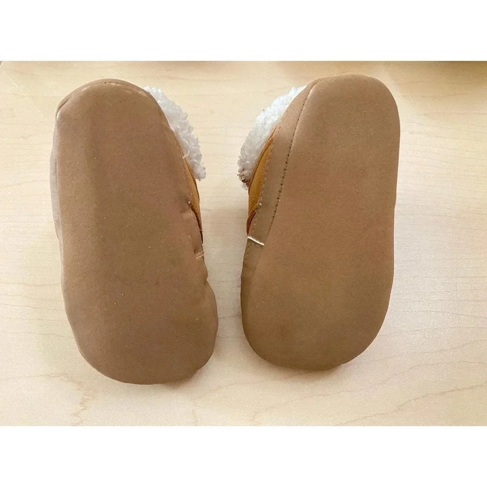 Pre-owned Baby Carter’s Tan/Brown Fur Booties 3-6 Months Warm Casual